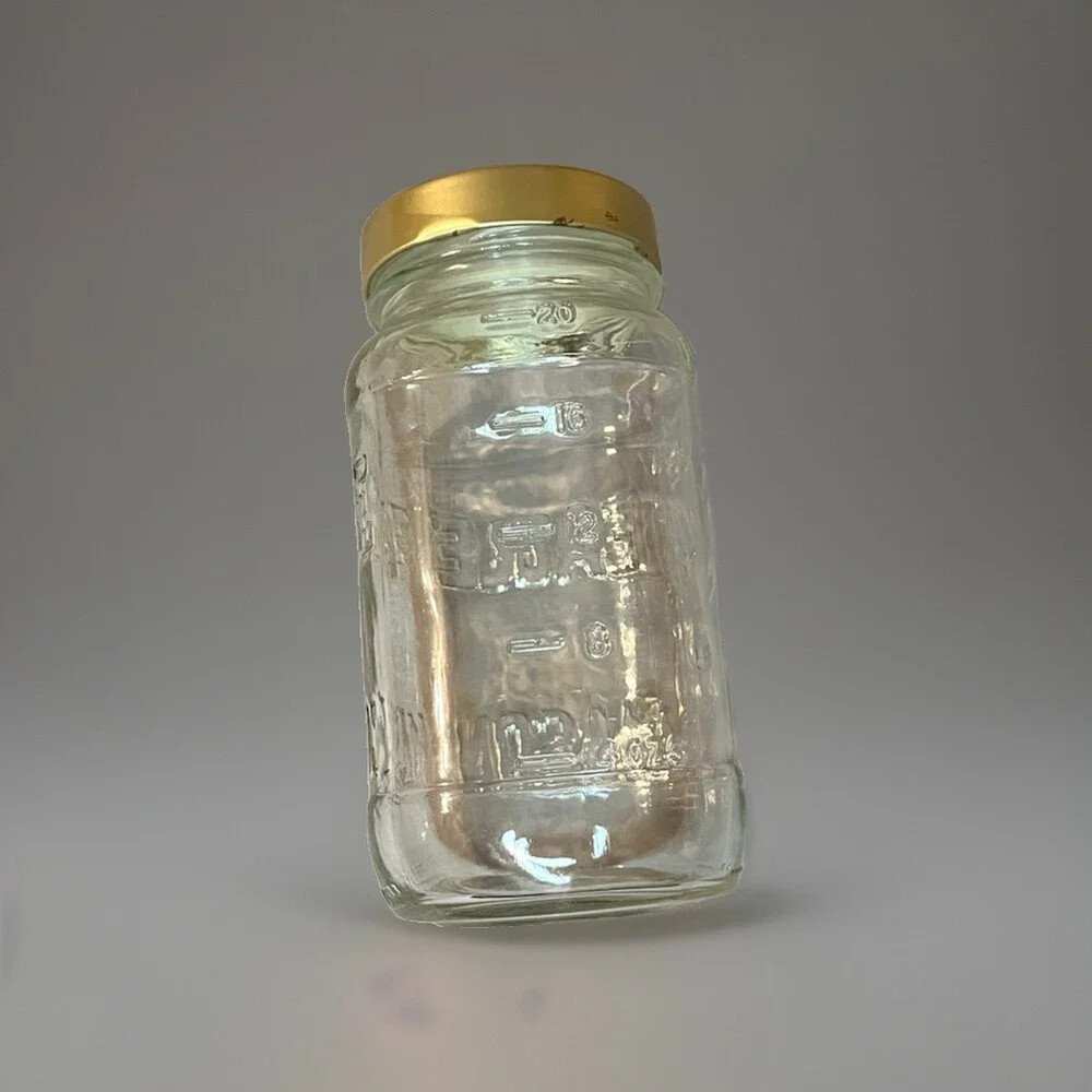 Vintage Rare Eagle 20 Ounce Glass Small Mouth Mason Square Jar Measurement Marks